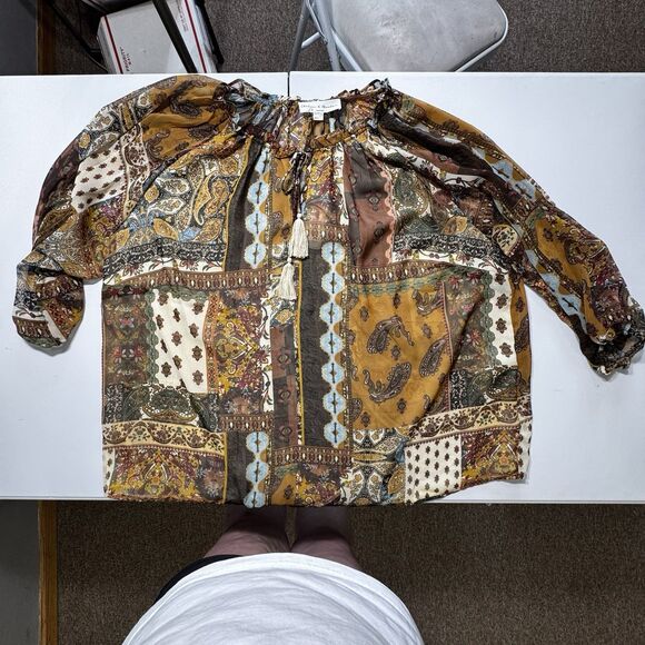 NWT Chelsea & Theodore Plus Size 3X Peasant Top Bandanna Paisley Boho print - Picture 8 of 14
